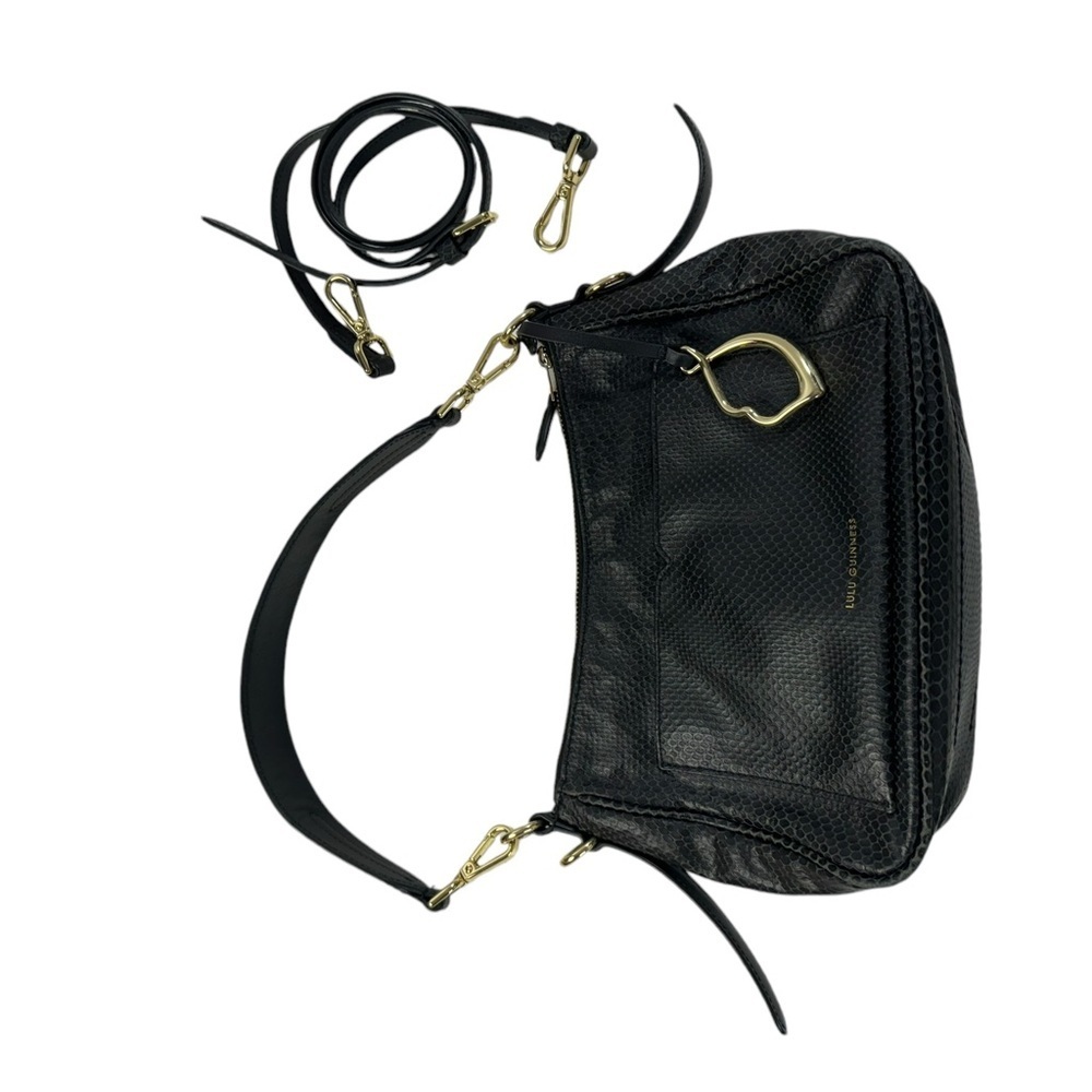 Lulu Guinness BLACK SMALL SNAKE EMBOSSED LEATHER CALLIE CROSSBODY BAG - Picture 13 of 15